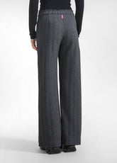 PANTALONE PALAZZO IN JACQUARD SPINA DI PESCE GRIGIO - HERRINGBONE GREY | DEHA