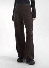 PANTALONE PALAZZO IN JACQUARD SPINA DI PESCE MARRONE - HERRINGBONE BROWN | DEHA