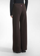 PANTALONE PALAZZO IN JACQUARD SPINA DI PESCE MARRONE - HERRINGBONE BROWN | DEHA