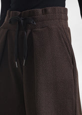 COMPLETO BLAZER E BERMUDA IN JACQUARD SPINA DI PESCE MARRONE - | DEHA