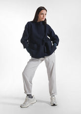 GIACCA KIMONO IN LANA COTTA BLU - NIGHT BLUE | DEHA