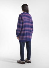 PURPLE WOOL BLEND JACQUARD DESIGN CARDIGAN - STRIPED PURPLE | DEHA