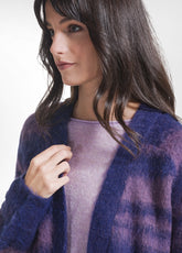PURPLE WOOL BLEND JACQUARD DESIGN CARDIGAN - STRIPED PURPLE | DEHA