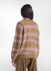 MAGLIONE GIROCOLLO CON DISEGNO JACQUARD IN MISTO LANA BEIGE - STRIPED BEIGE | DEHA