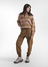 MAGLIONE GIROCOLLO CON DISEGNO JACQUARD IN MISTO LANA BEIGE - STRIPED BEIGE | DEHA