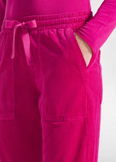 PINK STRETCH VELVET TROUSERS - FUCHSIA PINK | DEHA
