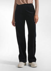 STRETCH VELVET TROUSERS - BLACK - BLACK | DEHA
