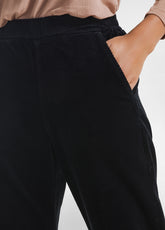 STRETCH VELVET TROUSERS - BLACK - BLACK | DEHA