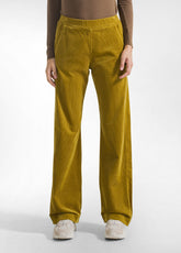 PANTALONE IN VELLUTO STRETCH VERDE - MUSTARD GREEN | DEHA