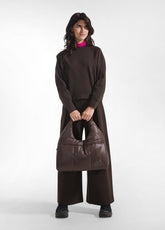 BORSA A SPALLA TRAPUNTATA IN NYLON MARRONE - Accessori | DEHA