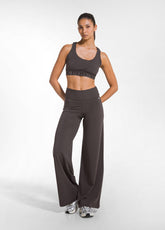 STRETCH JERSEY TROUSERS WITH ELASTICATED HEM - BROWN - COCOA BROWN | DEHA