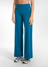 PANTALONI IN CINIGLIA CON FONDO ELASTICIZZATO VERDE - TEAL GREEN | DEHA