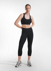 Stretch Plain Leggings With 7/8 Length - Black - Gym sets | DEHA