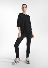 High Waist Solid Color Leggings - Black - BLACK | DEHA