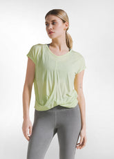 Yoga T-Shirt With Front Knot - Yellow - LIME | DEHA