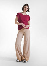 T-SHIRT YOGA CON NODO FRONTALE ROSSO - CHERRY RED | DEHA