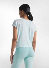 T-SHIRT YOGA CON NODO FRONTALE BLU - AQUA BLUE | DEHA