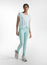 T-SHIRT YOGA CON NODO FRONTALE BLU - AQUA BLUE | DEHA