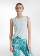 Yoga Tank Top With Front Knot - Blue - AQUA BLUE | DEHA