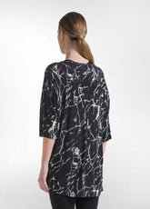 Oversized Allover Viskose T-Shirt - Schwarz - BLACK | DEHA