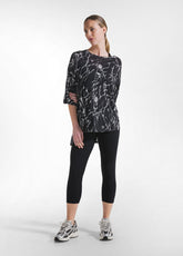 Oversized Allover Viscose T-Shirt - Black - MADE IN ITALY | DEHA