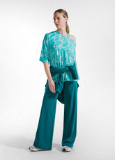 Oversized Allover Viscose T-Shirt - Blue - MADE IN ITALY | DEHA