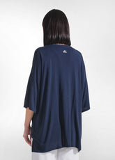 Oversize Yoga T-Shirt Solid Color - Blue - BLUE NIGHT | DEHA