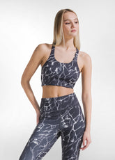 SET TOP SPORTIVO E LEGGINGS ALLOVER IN MICROFIBRA NERO - | DEHA