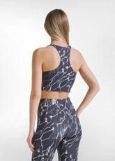 SET TOP SPORTIVO E LEGGINGS ALLOVER IN MICROFIBRA NERO - | DEHA