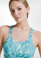 SET TOP SPORTIVO E LEGGINGS 7/8 ALLOVER IN MICROFIBRA BLU - | DEHA