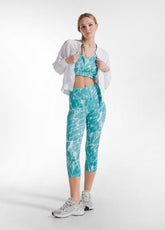SET TOP SPORTIVO E LEGGINGS 7/8 ALLOVER IN MICROFIBRA BLU - Active Sets | DEHA