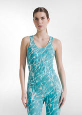 SET CANOTTA E LEGGINGS IN MICROFIBRA CON STAMPA ALLOVER BLU - | DEHA