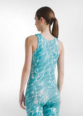 SET CANOTTA E LEGGINGS IN MICROFIBRA CON STAMPA ALLOVER BLU - | DEHA