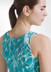 SET CANOTTA E LEGGINGS IN MICROFIBRA CON STAMPA ALLOVER BLU - | DEHA