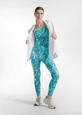 SET CANOTTA E LEGGINGS IN MICROFIBRA CON STAMPA ALLOVER BLU - Active Sets | DEHA