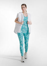 SET CANOTTA E LEGGINGS IN MICROFIBRA CON STAMPA ALLOVER BLU - | DEHA