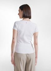 Tailliertes Ripp-T-Shirt - Weiss - WHITE | DEHA