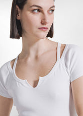 Tailliertes Ripp-T-Shirt - Weiss - WHITE | DEHA