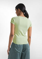 Tailliertes Ripp-T-Shirt - Gelb - LIME | DEHA