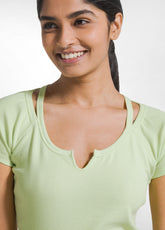 Tailliertes Ripp-T-Shirt - Gelb - LIME | DEHA