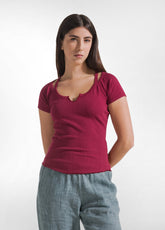 FITTED RIBBED T-SHIRT - RED - MADE IN ITALY | DEHA