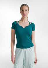 FITTED RIBBED T-SHIRT - GREEN - MADE IN ITALY | DEHA
