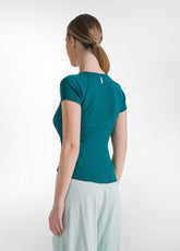 FITTED RIBBED T-SHIRT - GREEN - PEACOCK GREEN | DEHA