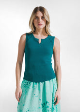Ribbed Tank Top - Green - PEACOCK GREEN | DEHA