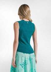 Ribbed Tank Top - Green - PEACOCK GREEN | DEHA