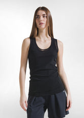 CANOTTA DOPPIO STRATO IN TULLE NERO - BLACK | DEHA