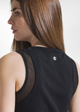 CANOTTA DOPPIO STRATO IN TULLE NERO - BLACK | DEHA