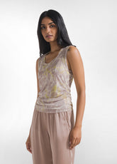 CANOTTA IN TULLE ALLOVER BEIGE - GREEN BEIGE | DEHA