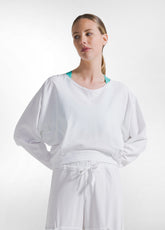 FELPA CROPPED EFFETTO SFUMATO BIANCO - Cotone Organico | DEHA