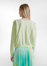 Faded Effect Cropped Sweatshirt - Yellow - LIME | DEHA